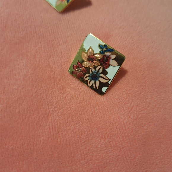 Vintage Cloisonne Earrings - Picture 2 of 4